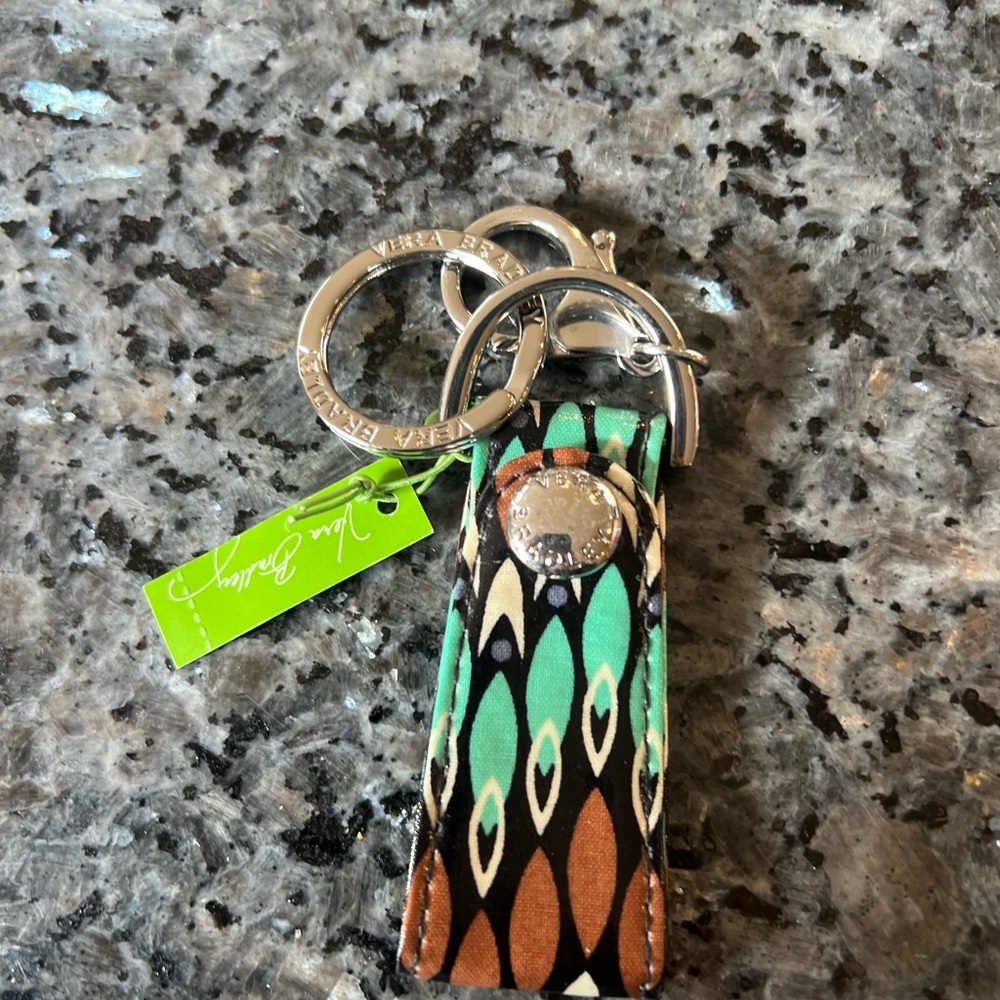 Vera Bradley Keychain with Green and Brown Design